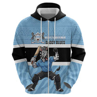Custom Botswana Cricket Hoodie Go Baggy Blues Zebra Mascot - Shopicos