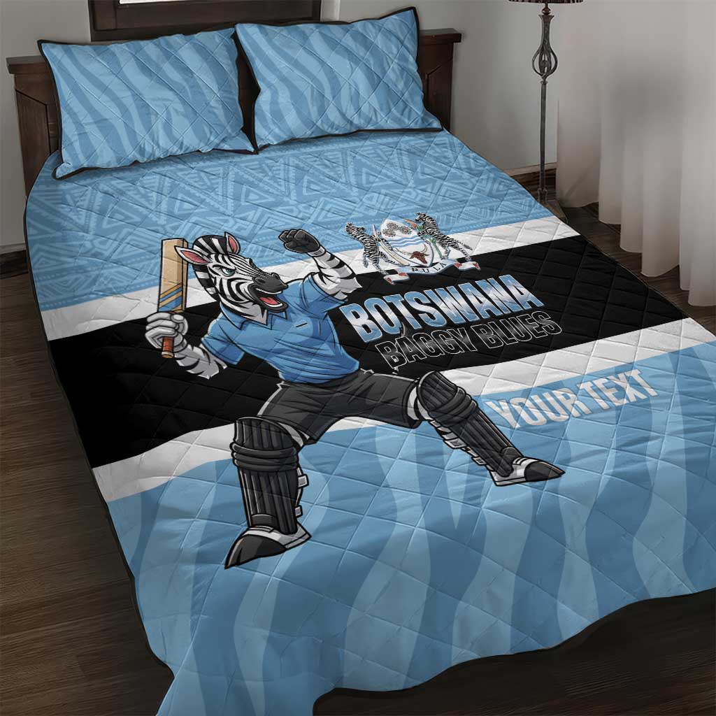 Custom Botswana Cricket Quilt Bed Set Go Baggy Blues Zebra Mascot - Shopicos