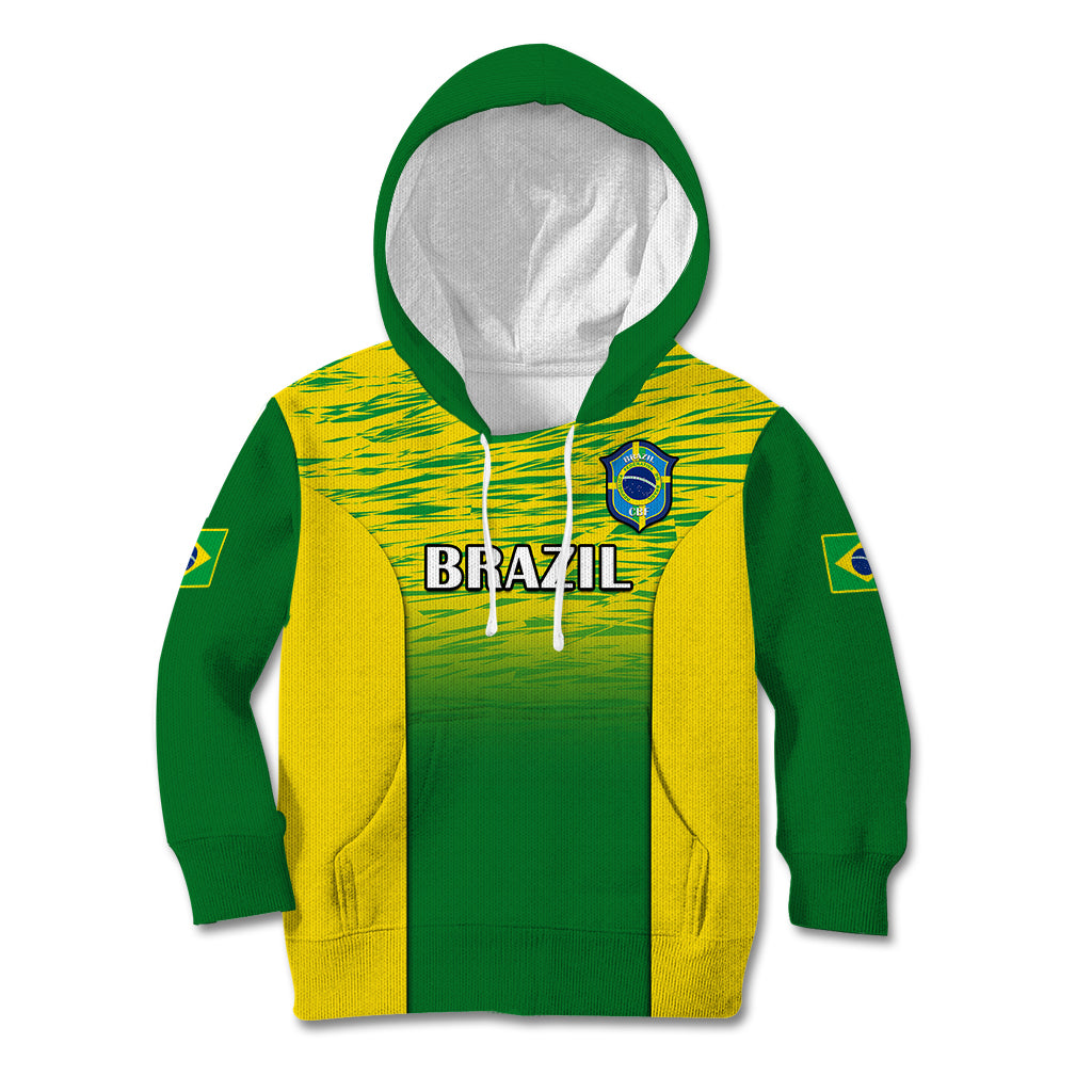 Brazil Football Kid Hoodie 2023 World Cup Go Selecao Gradient Style - Shopicos