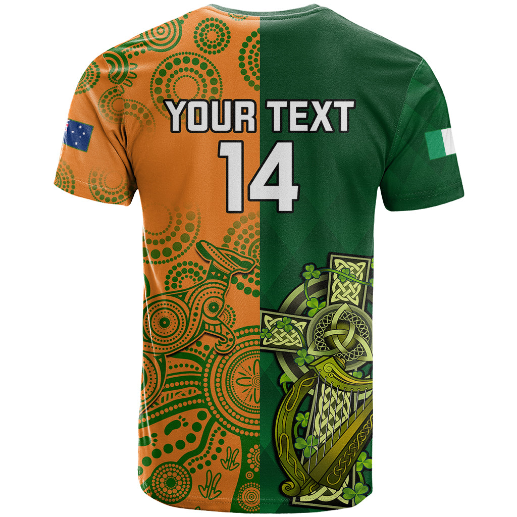Custom Australia And Ireland Rugby T Shirt 2023 World Cup Walllabies With Shamrocks - Shopicos