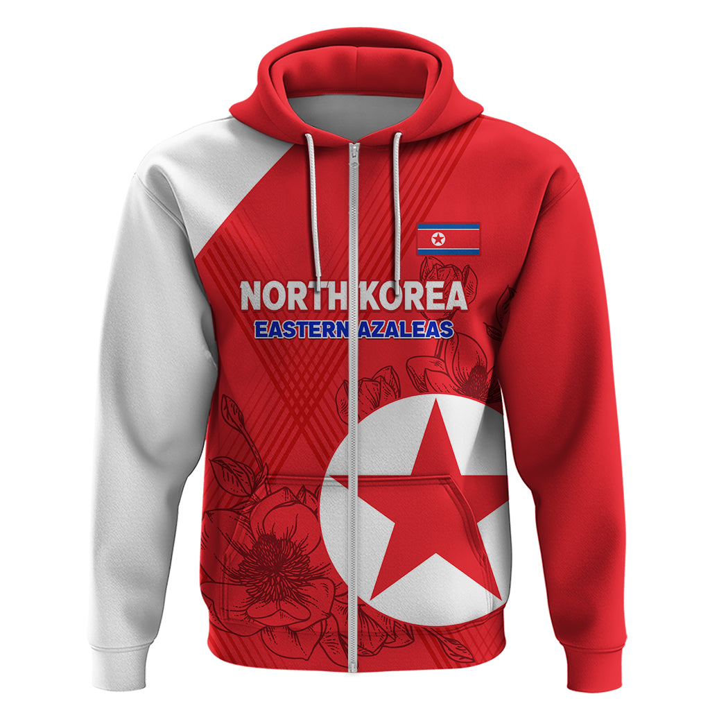 Custom North Korea Football Zip Hoodie 2024 Go Eastern Azaleas Magnolia Flowers - Shopicos