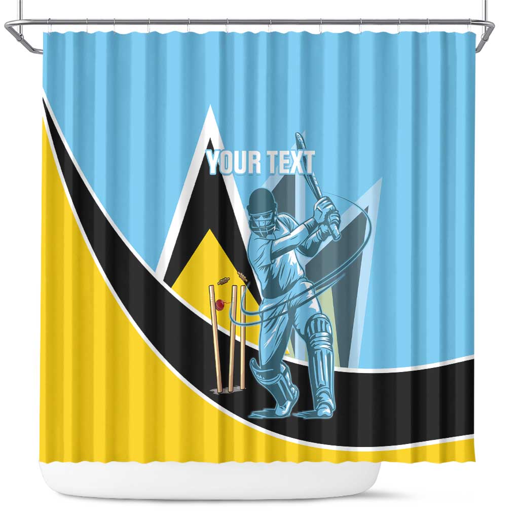 Custom Saint Lucia Cricket Shower Curtain Go Champions - National Color - Shopicos