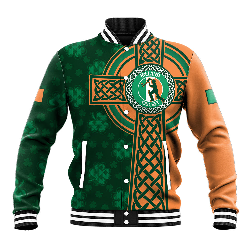 Custom Ireland Cricket Baseball Jacket 2024 Celtic Shamrock Go Champions - Shopicos