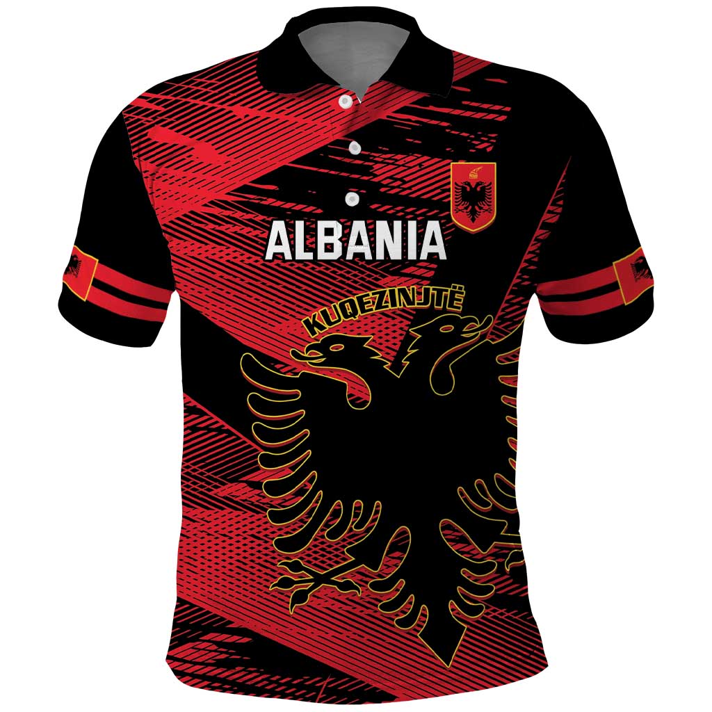 Custom Albania Football Polo Shirt Go Kuqezinjte - Grunge Style - Shopicos