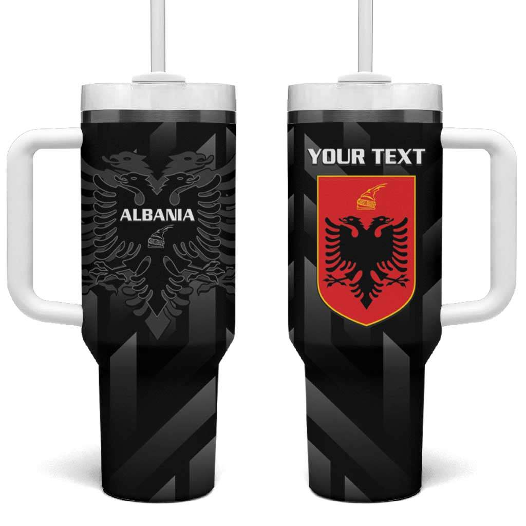 Personalised Albania Football Tumbler With Handle Albanian Kastrioti Eagle - Black Style - Shopicos