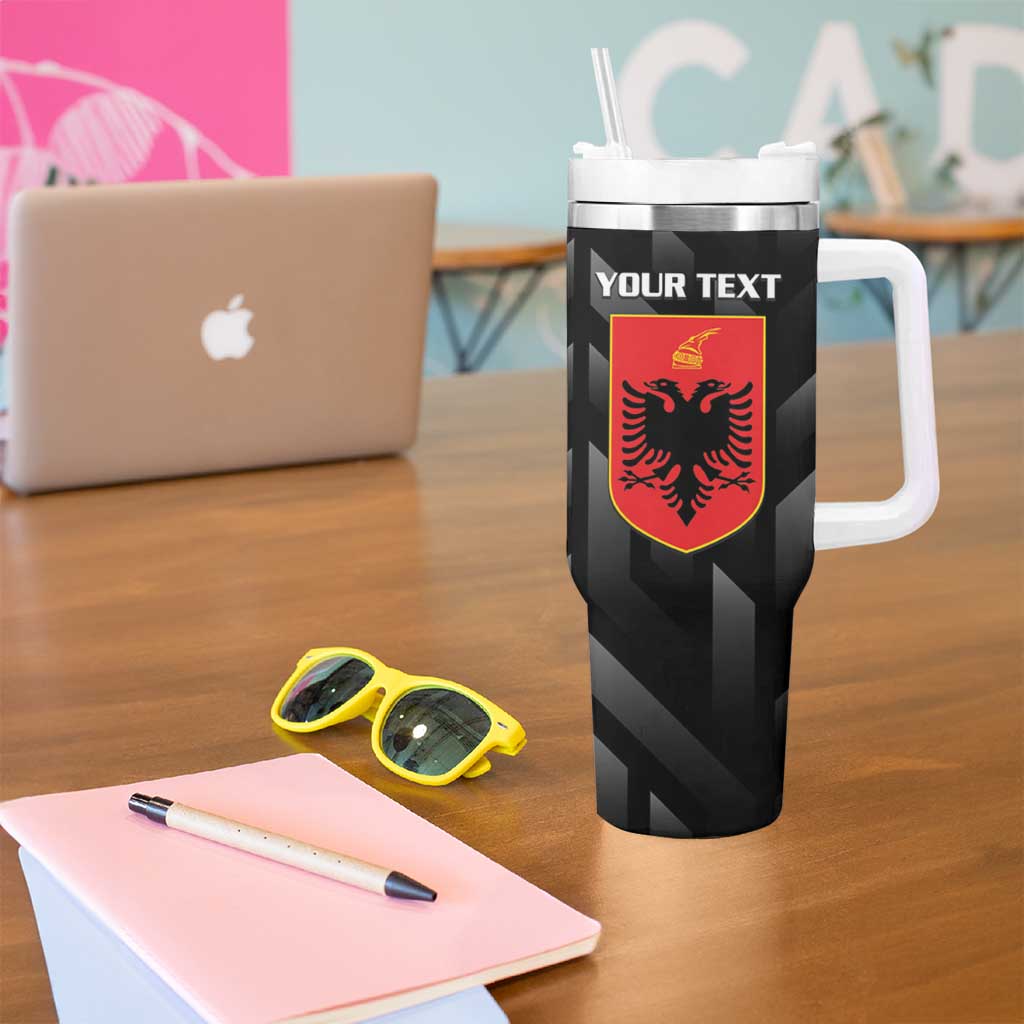 Personalised Albania Football Tumbler With Handle Albanian Kastrioti Eagle - Black Style - Shopicos
