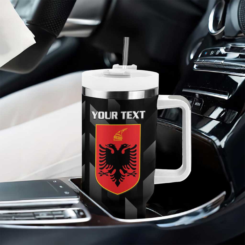 Personalised Albania Football Tumbler With Handle Albanian Kastrioti Eagle - Black Style - Shopicos