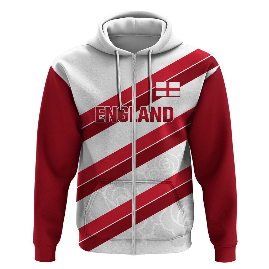 Custom England Rugby Zip Hoodie 2024 Go Champions Red Rose Sporty Version - Shopicos