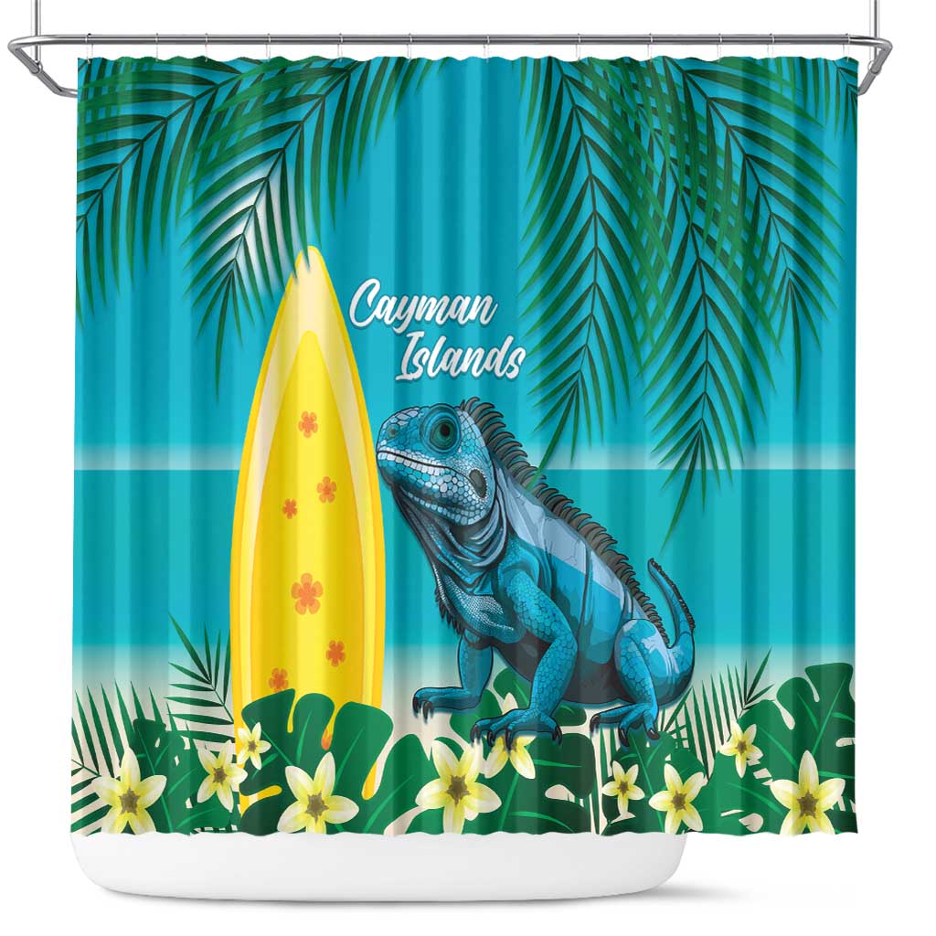 Blue Iguana Cayman Islands Shower Curtain Turquoise Tropical Vibes - Shopicos