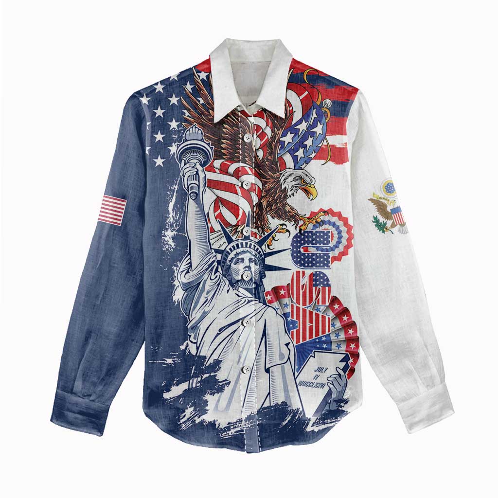 United States 4th Of July Women Casual Shirt USA Eagle Statue Of Librerty