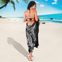 Black Polynesia Sarong Shark Tattoo With Polynesian Plumeria - Shopicos