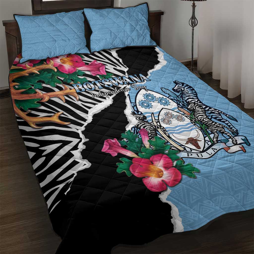 Botswana Independence Day Quilt Bed Set Coat Of Arms Devils Claw - Shopicos