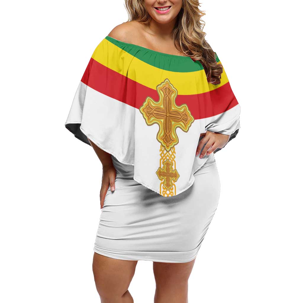 Ethiopia Meskel Off Shoulder Short Dress Ethiopian Cross - Shopicos