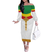 Ethiopia Meskel Off The Shoulder Long Sleeve Dress Ethiopian Cross - Shopicos