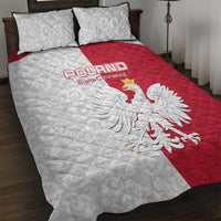 Poland Football Quilt Bed Set White-Reds Floral Polish Pattern - Shopicos