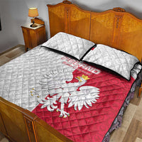 Poland Football Quilt Bed Set White-Reds Floral Polish Pattern - Shopicos