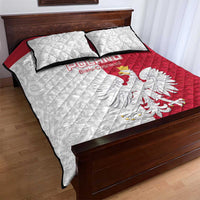 Poland Football Quilt Bed Set White-Reds Floral Polish Pattern - Shopicos