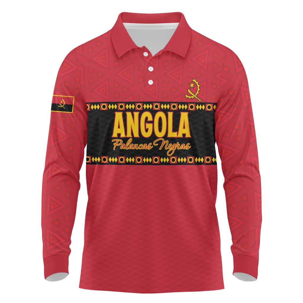 Custom Angola Football Long Sleeve Polo Shirt Avante Palancas Negras