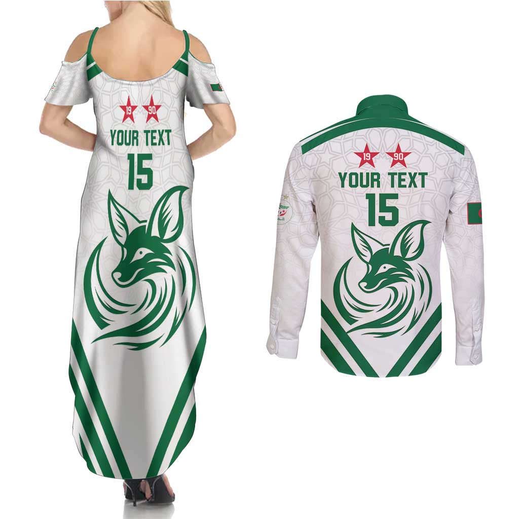 Custom Algeria Football Couples Matching Summer Maxi Dress and Long Sleeve Button Shirt Go Fennecs Go - Shopicos