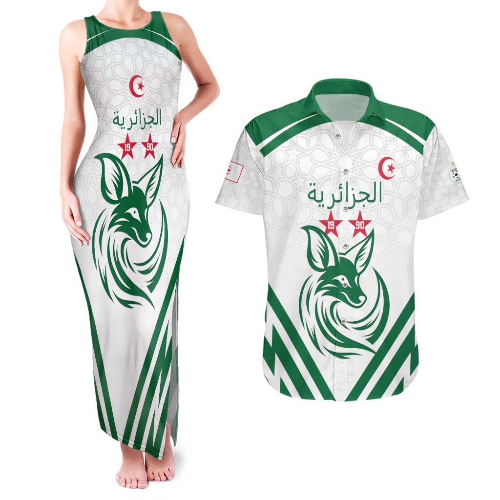 Custom Algeria Football Couples Matching Tank Maxi Dress and Hawaiian Shirt Go Fennecs Go - Shopicos