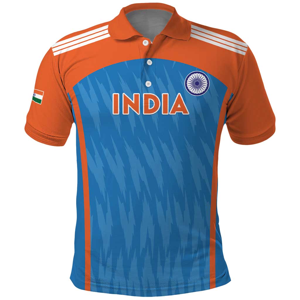 Custom India Cricket Polo Shirt Go Men in Blue - Shopicos