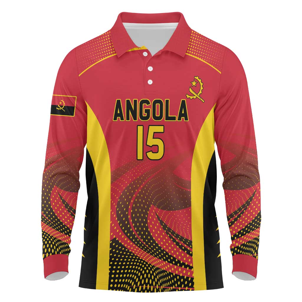 Angola Basketball Custom Long Sleeve Polo Shirt Go Champions - Shopicos