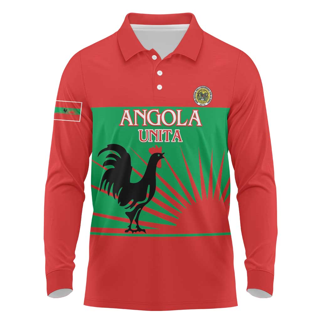 Personalised UNITA Angola Long Sleeve Polo Shirt Party Flag Style