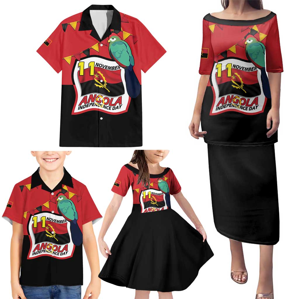 Happy Angola Family Matching Puletasi and Hawaiian Shirt 50 Years of Independence - Shopicos