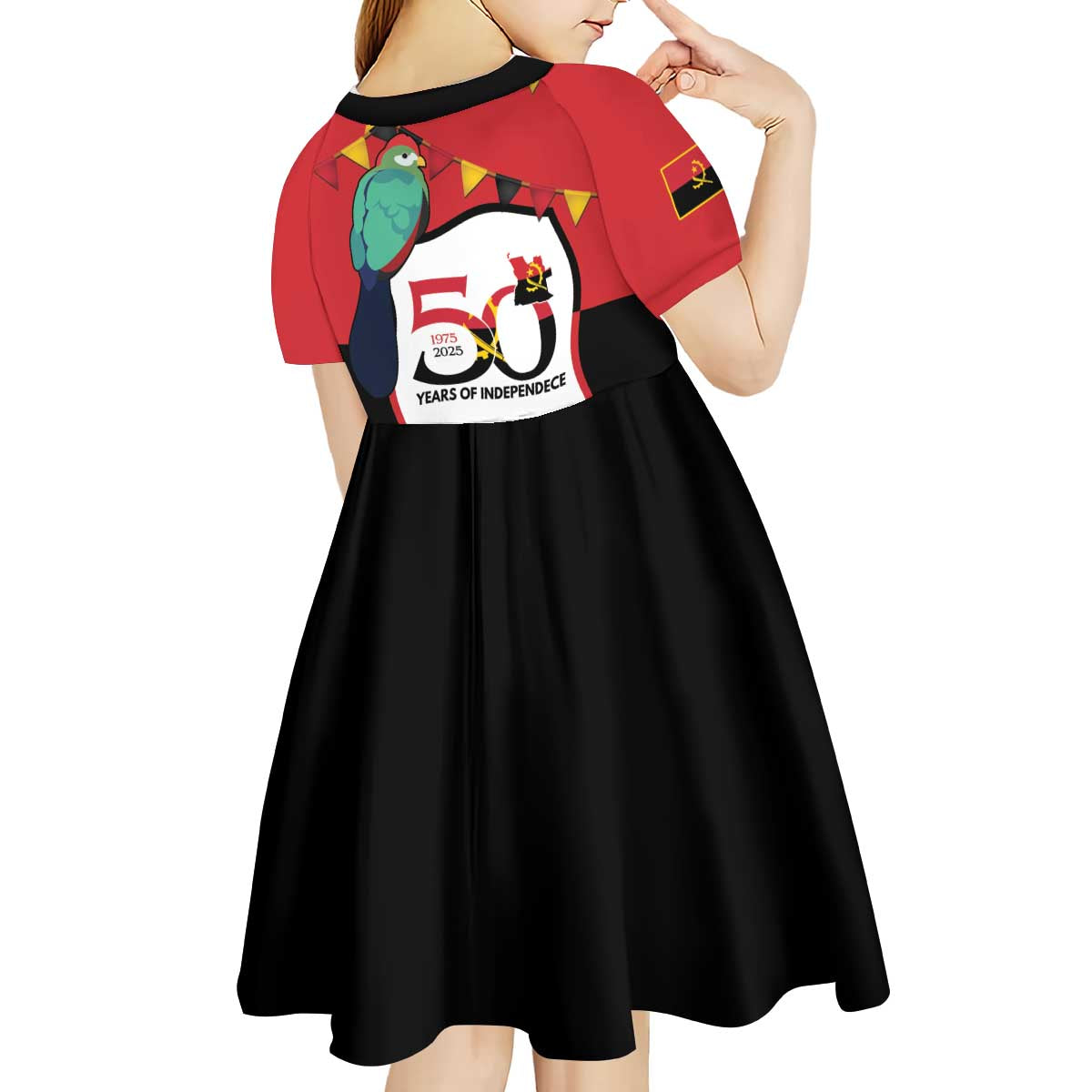 Happy Angola Kid Short Sleeve Dress 50 Years of Independence - Shopicos