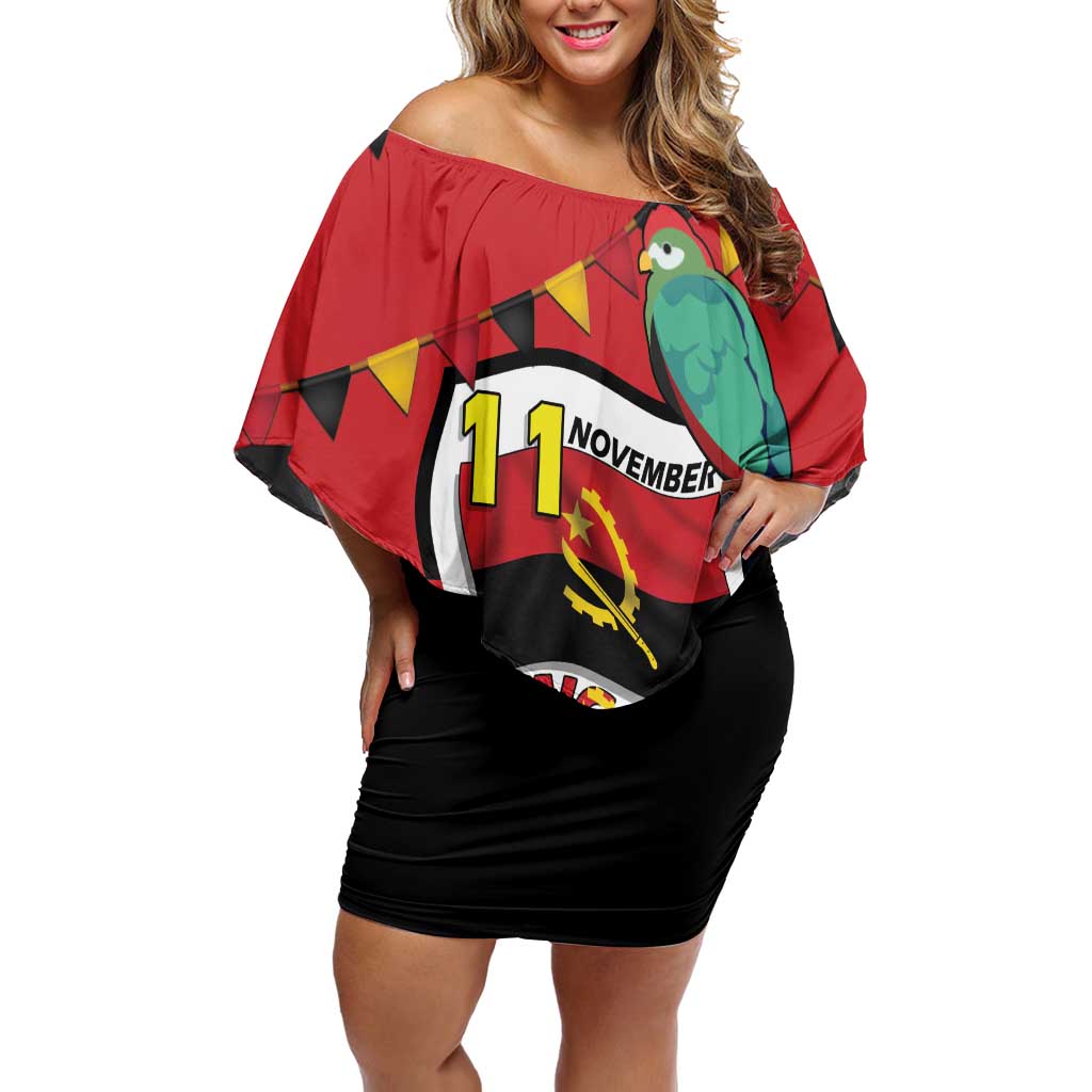 Happy Angola Off Shoulder Short Dress 50 Years of Independence - Shopicos