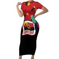 Happy Angola Short Sleeve Bodycon Dress 50 Years of Independence - Shopicos
