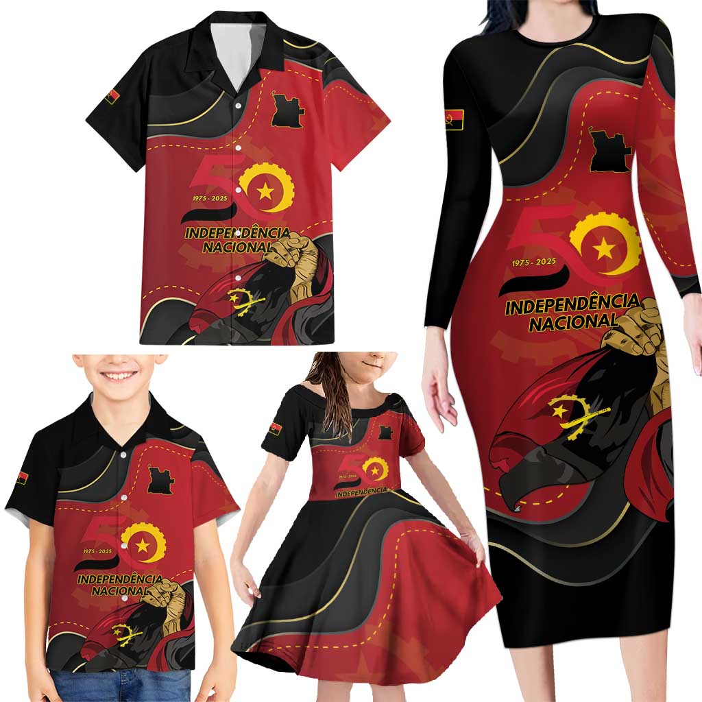 Personalized Angola Independence Day Family Matching Long Sleeve Bodycon Dress and Hawaiian Shirt Virtue Is Stronger When United - Shopicos