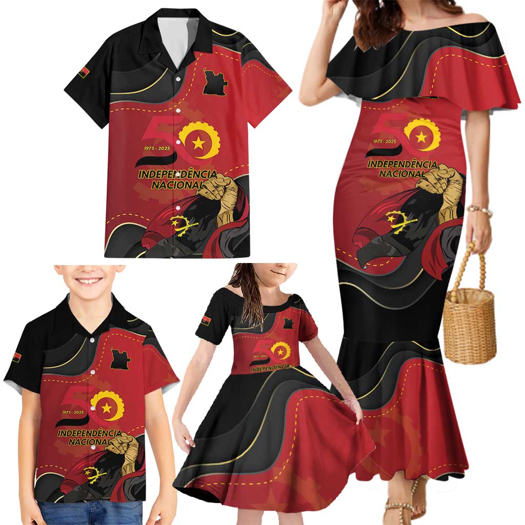 Personalized Angola Independence Day Family Matching Mermaid Dress and Hawaiian Shirt Virtue Is Stronger When United - Shopicos