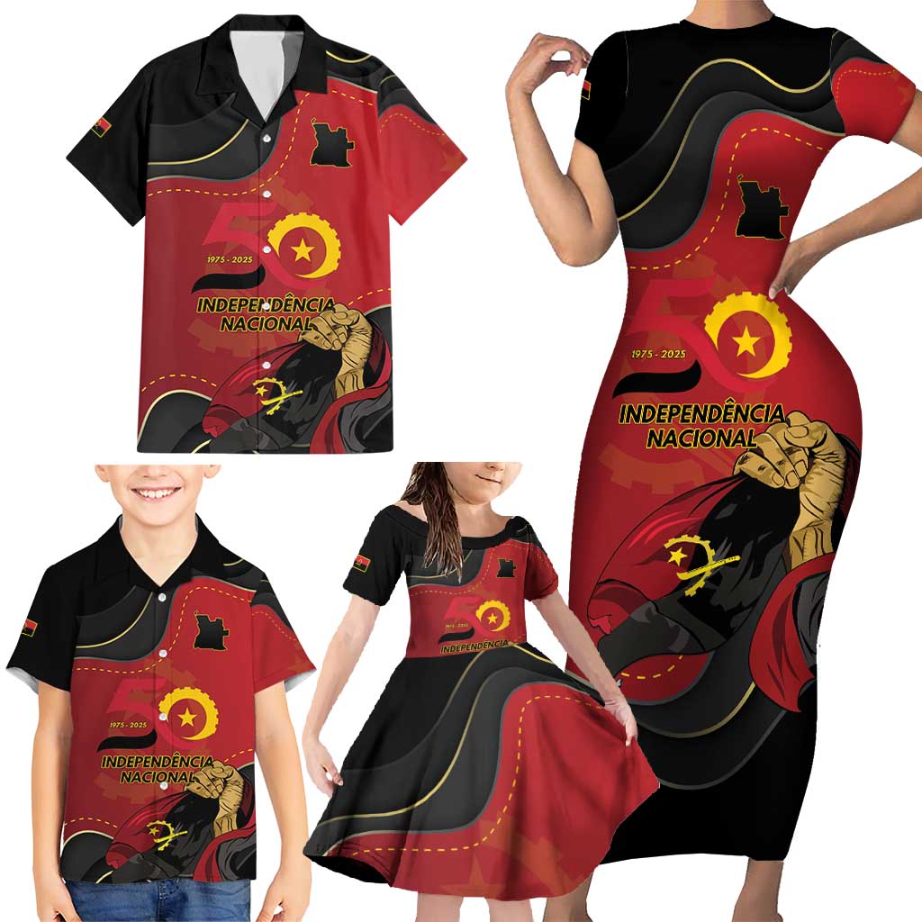 Personalized Angola Independence Day Family Matching Short Sleeve Bodycon Dress and Hawaiian Shirt Virtue Is Stronger When United - Shopicos