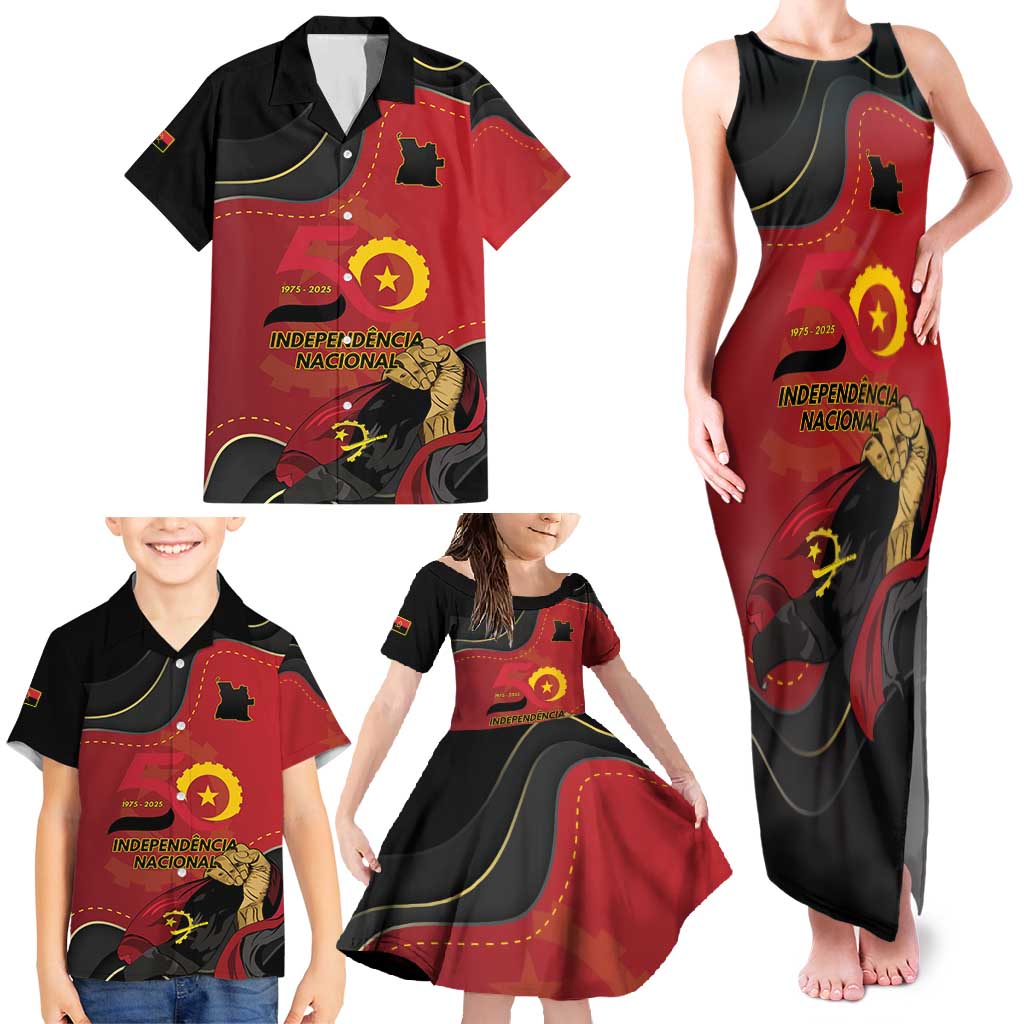 Personalized Angola Independence Day Family Matching Tank Maxi Dress and Hawaiian Shirt Virtue Is Stronger When United - Shopicos