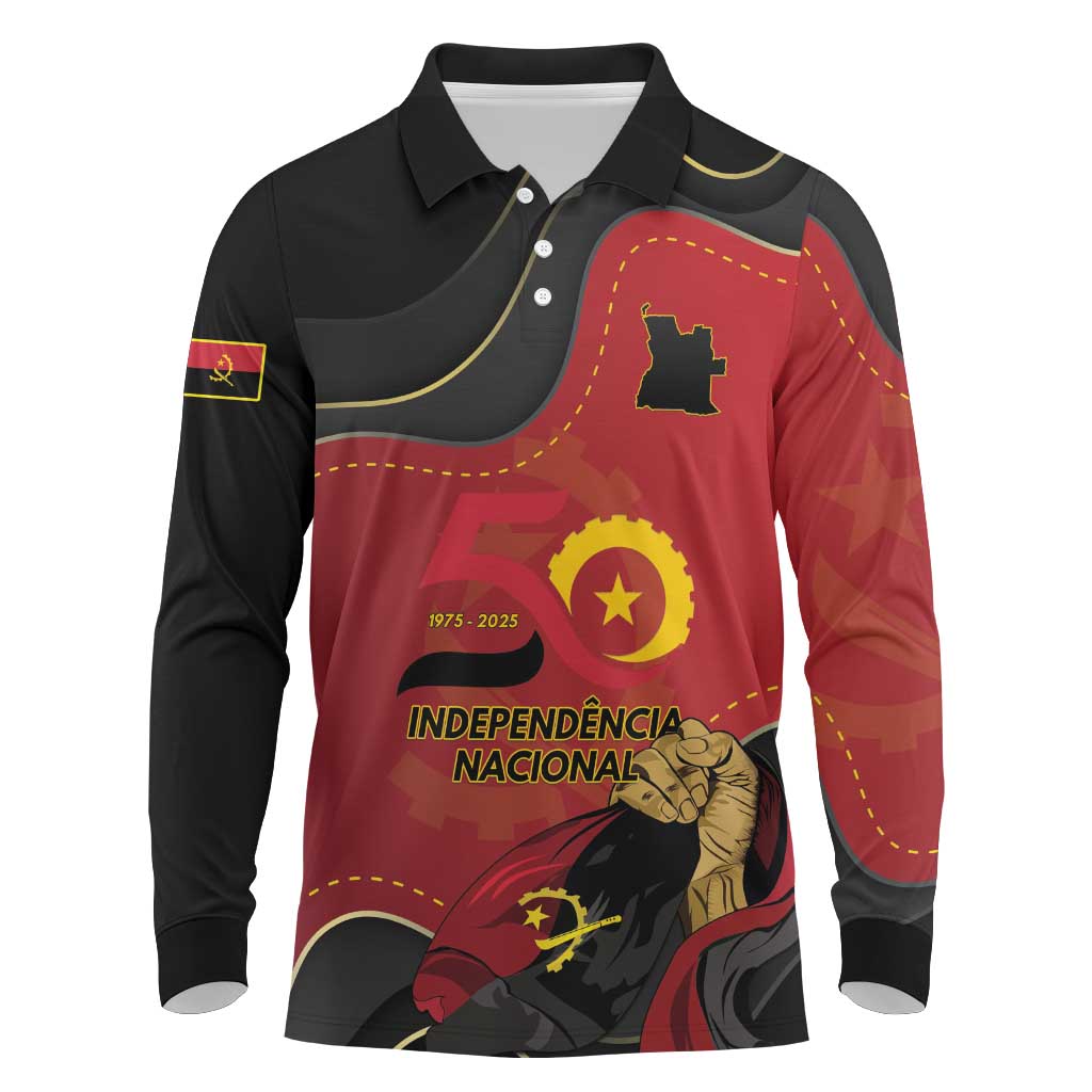 Personalized Angola Independence Day Long Sleeve Polo Shirt Virtue Is Stronger When United - Shopicos