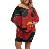 Personalized Angola Independence Day Off Shoulder Short Dress Virtue Is Stronger When United - Shopicos