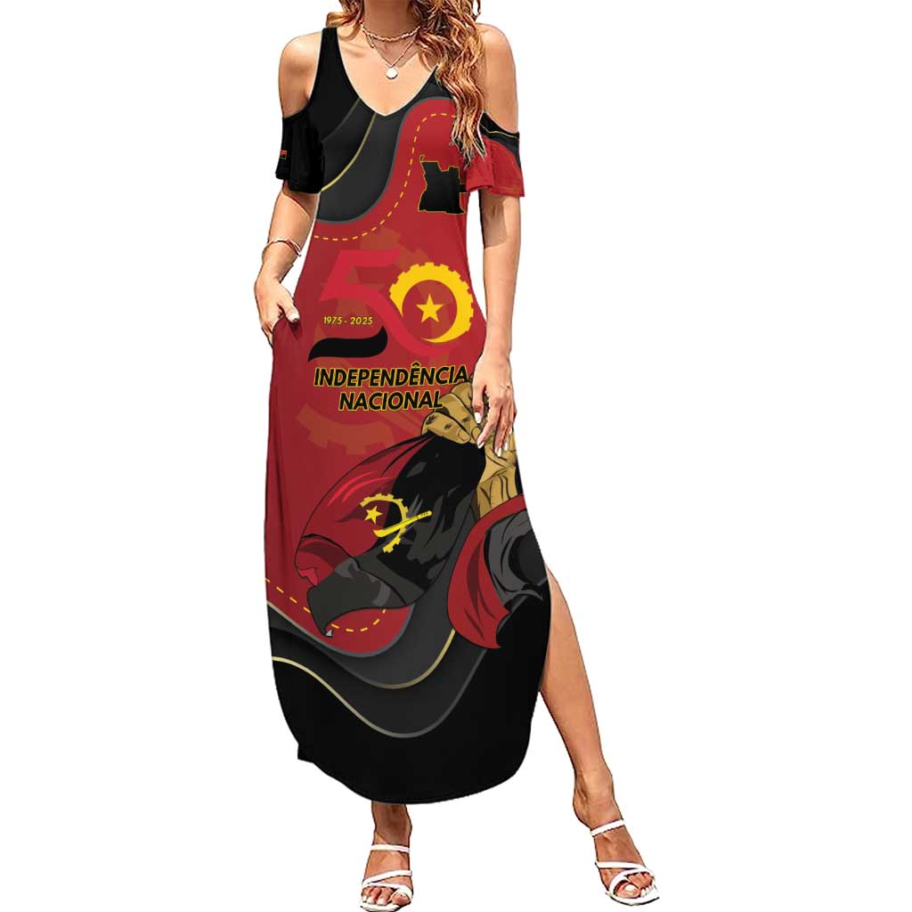 Personalized Angola Independence Day Summer Maxi Dress Virtue Is Stronger When United - Shopicos