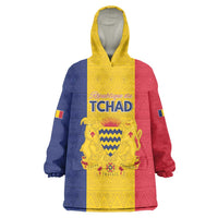 Personalized Chad Wearable Blanket Hoodie Coat Of Arms - Flag Style - Shopicos