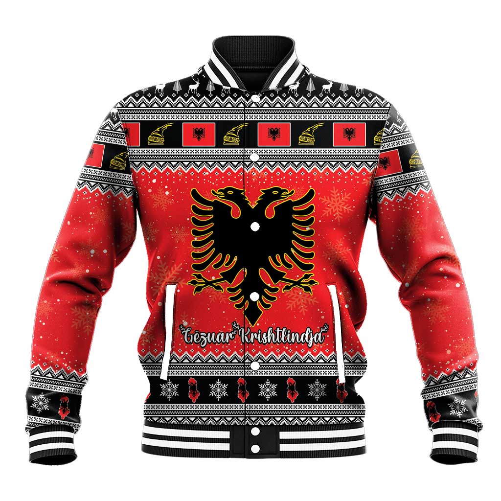 Albania Christmas Baseball Jacket Albanian Eagle Gezuar Krishtlindja - Shopicos