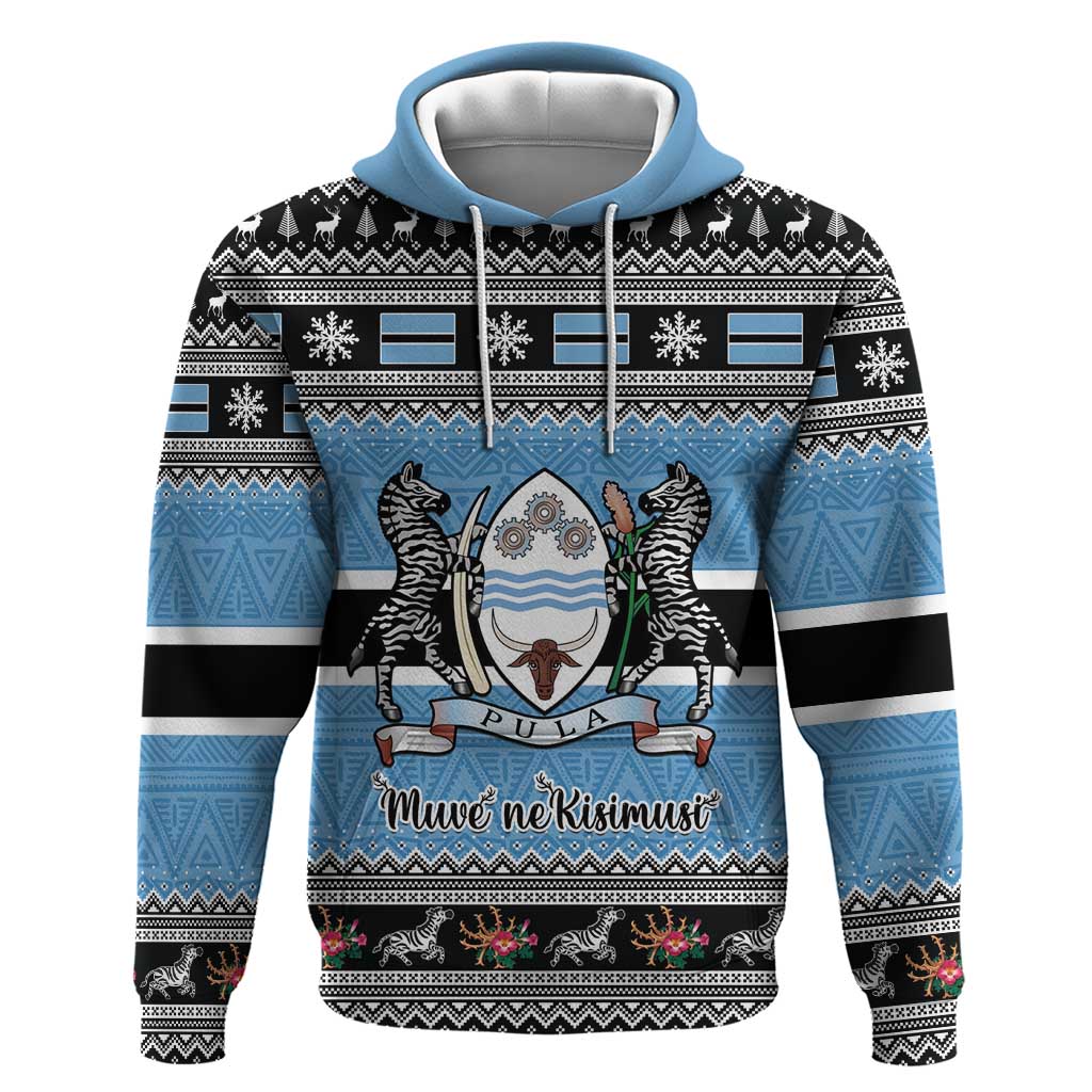 Botswana Christmas Hoodie Coat Of Arms Muve neKisimusi - Shopicos