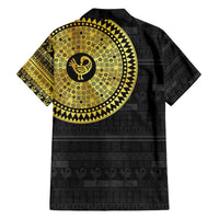 Sankofa Bird Family Matching Long Sleeve Bodycon Dress and Hawaiian Shirt Adinkra Symbols - Gold Version