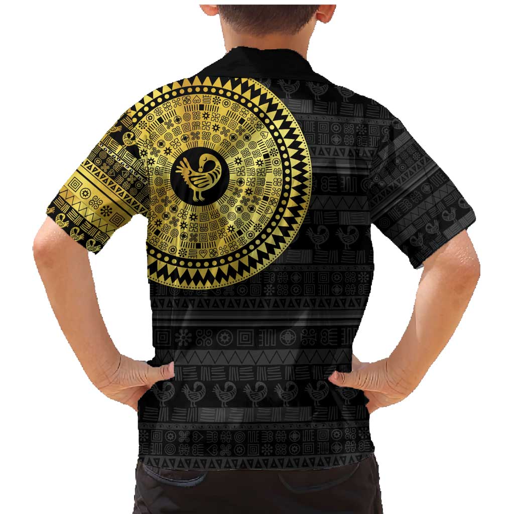 Sankofa Bird Family Matching Mermaid Dress and Hawaiian Shirt Adinkra Symbols - Gold Version
