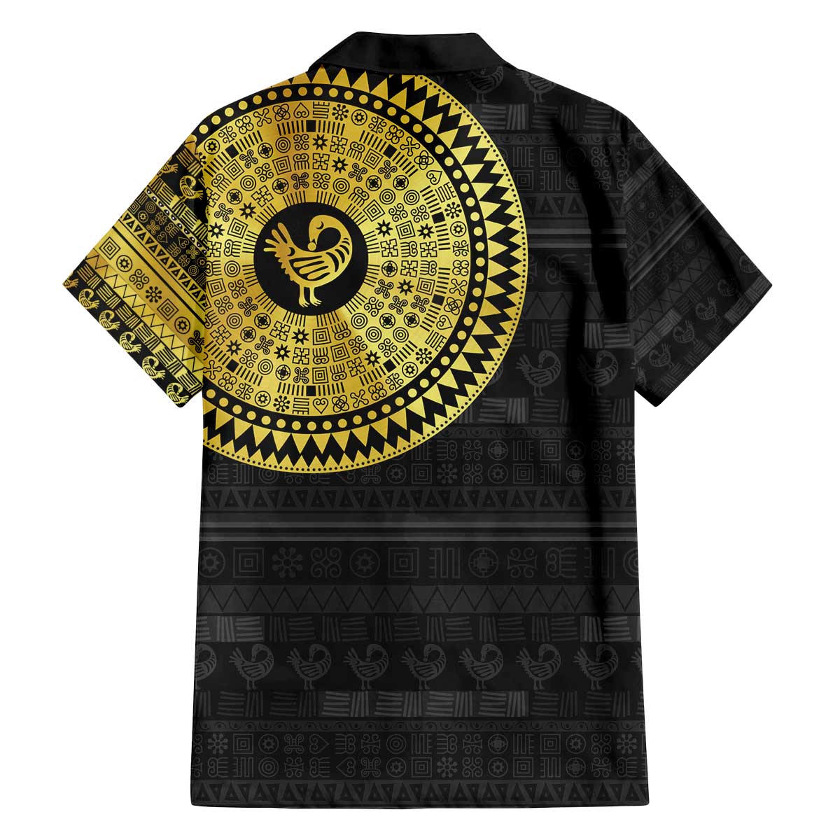 Sankofa Bird Family Matching Off The Shoulder Long Sleeve Dress and Hawaiian Shirt Adinkra Symbols - Gold Version