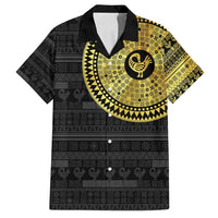 Sankofa Bird Family Matching Summer Maxi Dress and Hawaiian Shirt Adinkra Symbols - Gold Version