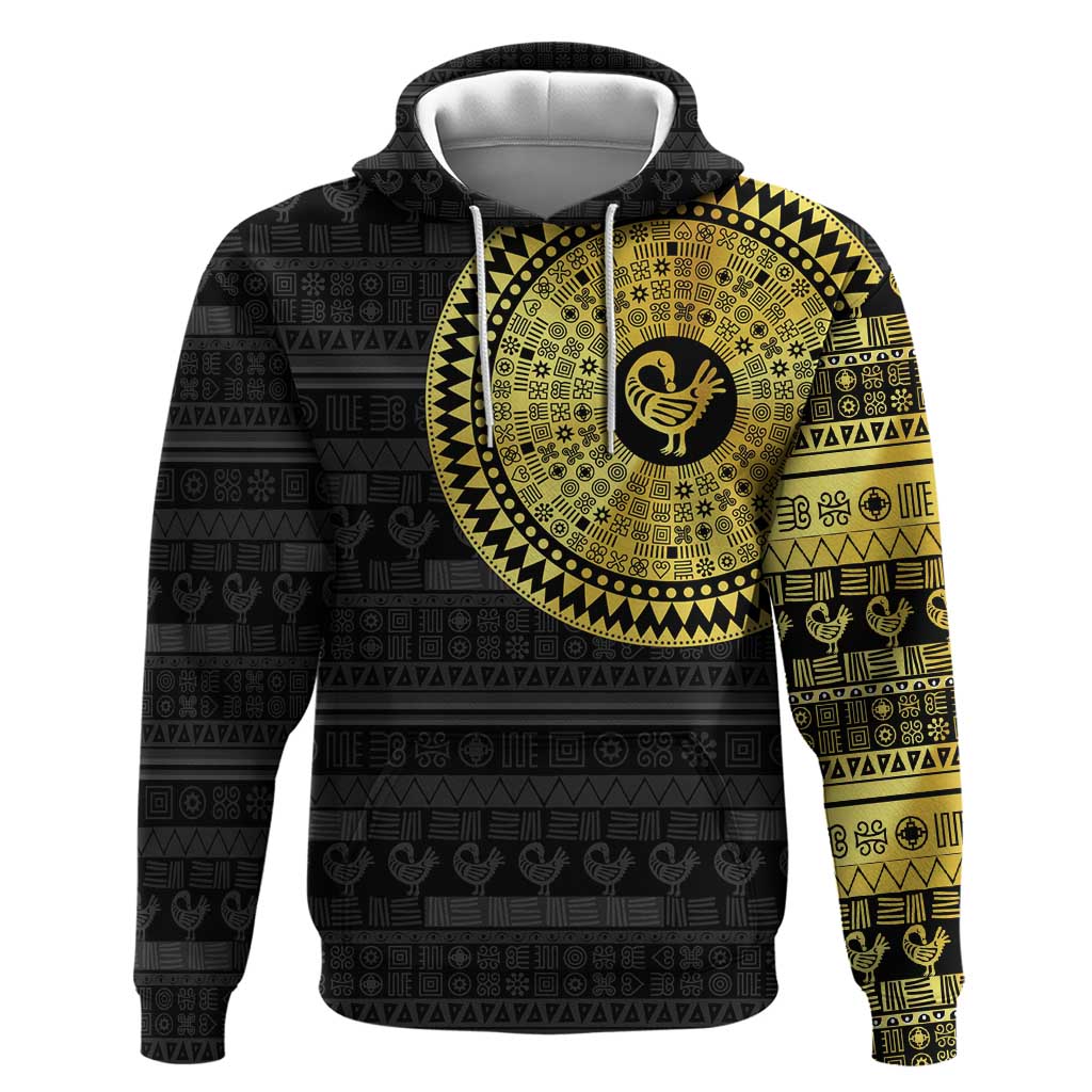 Sankofa Bird Hoodie Adinkra Symbols - Gold Version