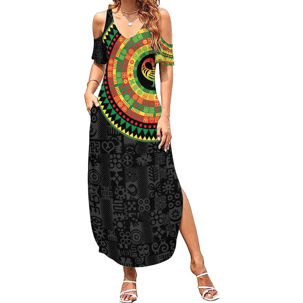 Sankofa Bird Adinkra Symbols Summer Maxi Dress African Culture