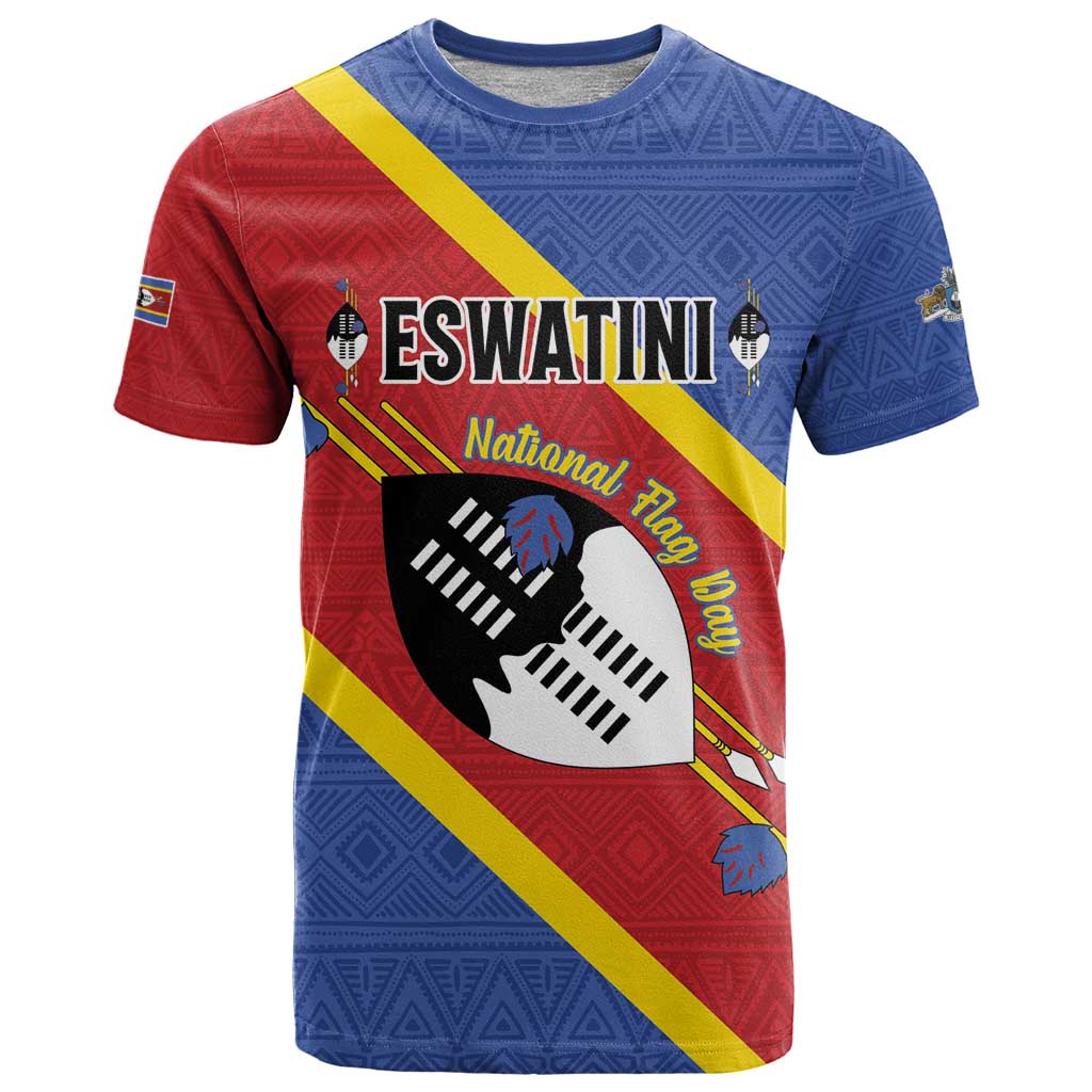 Personalized Eswatini National Flag Day T Shirt Nguni Shield Flag Style