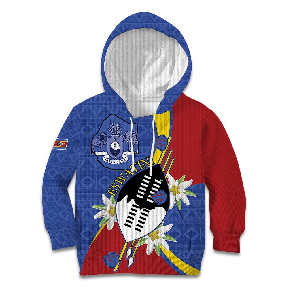 Eswatini Kid Hoodie Nguni Shield Edelweiss Flower