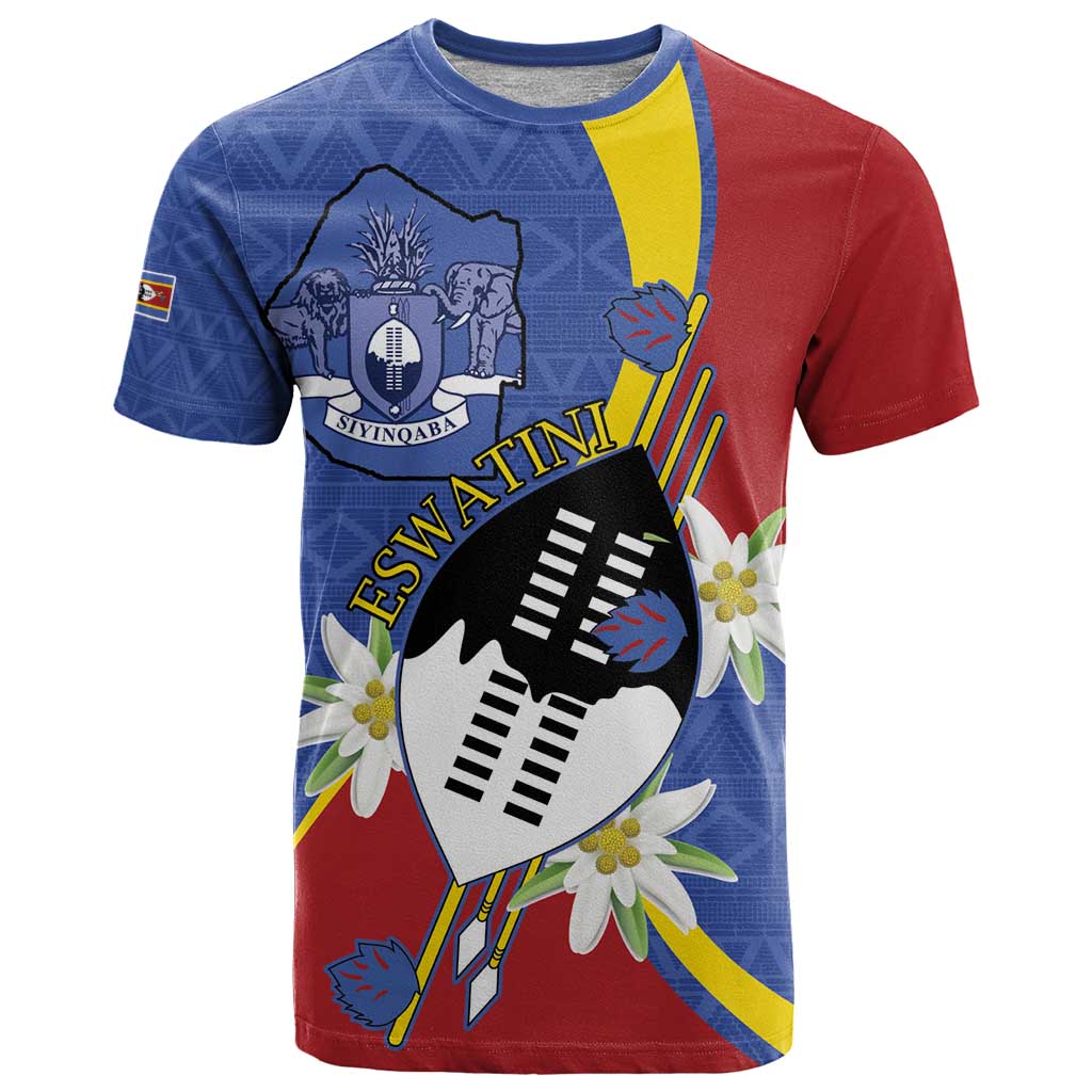 Eswatini T Shirt Nguni Shield Edelweiss Flower